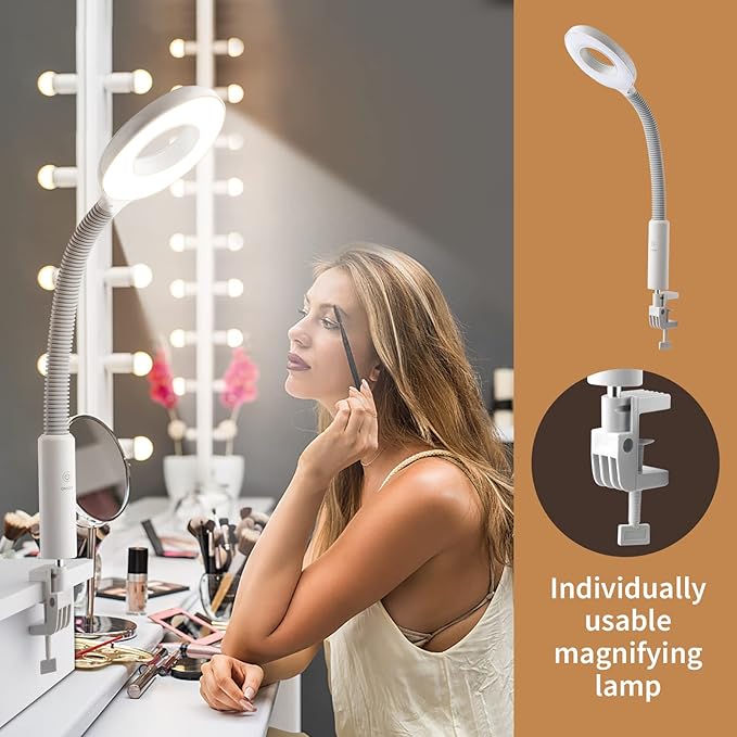 Winado 2 in 1 Facial Steamer with 5X Magnification Light, Deep Cleaning for Personal Skin Care, Beautician Steamer Professional Humidifier Facial Spa Mist Steam for Home & Beauty Salon, White-VivaGrace Women