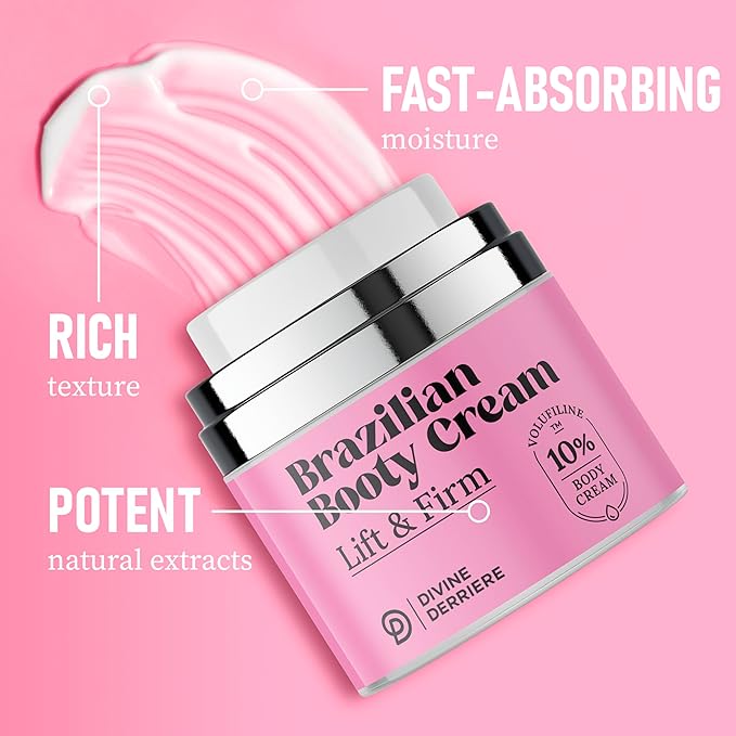 Divine Derriere Brazilian Body Butter Cream, Lift and Firm Body Cream with Volufiline Helps Reduce the Appearance of Cellulite for a Lifted and Firm-looking Derriere, Bum Bum Cream, 50ml-VivaGrace Women