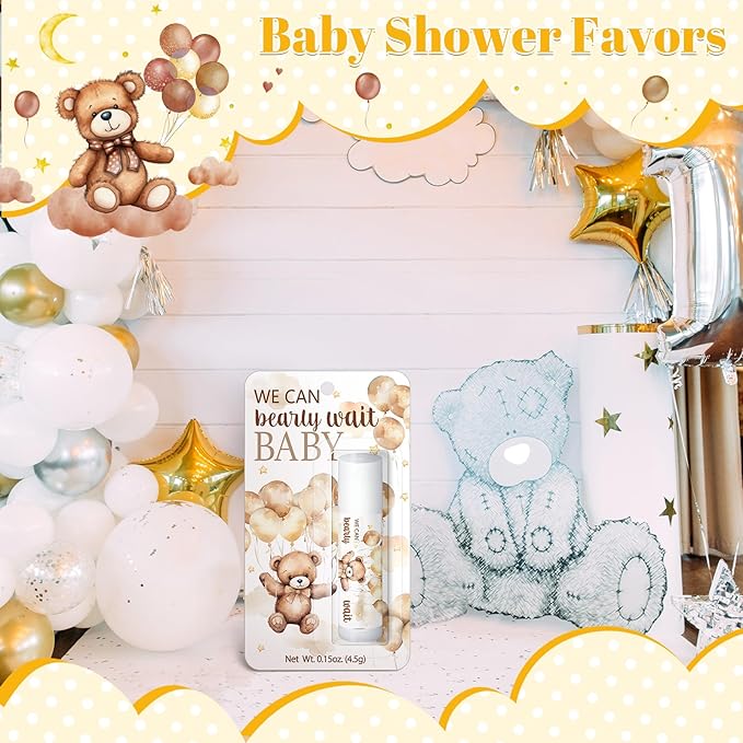 30 Pack Bear Baby Shower Party Gifts Favors Gifts Bulk Lip Balms for Guests Woman Man Entertainment Neutral Gender Reveal Favors Baby Shower Prizes Souvenirs Baby Gift Bags Stuffers-VivaGrace Women