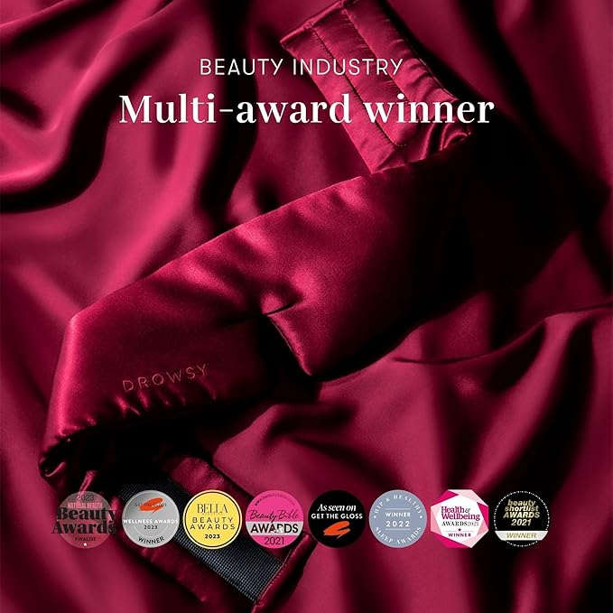 DROWSY Silk Sleep Mask. Face-Hugging, Padded Silk Cocoon for Luxury Sleep in Total Darkness. (La Vie En Rouge)-VivaGrace Women