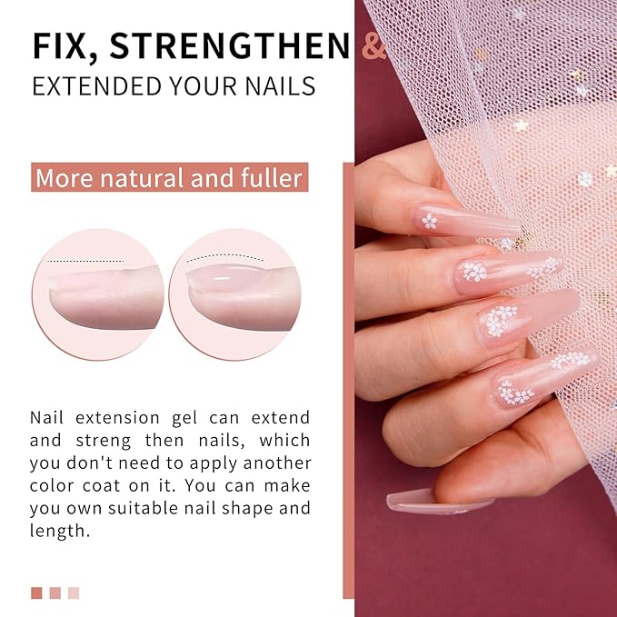 Salon-Grade Builder Gel(Milky White+ Mocha)- Hypoallergenic Strong Base Coat | Long-Lasting Adhesion (30+ Days) for Professional Nails Gift for Women