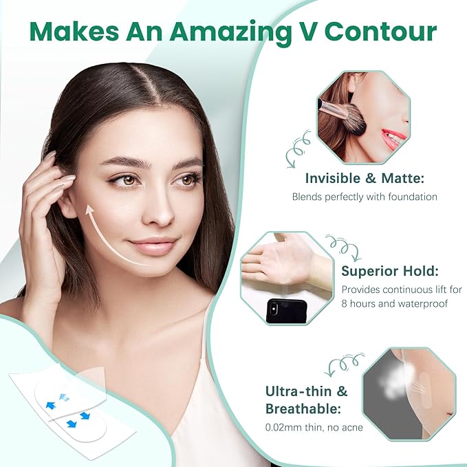 Face Neck Tape Lifting Invisible,Face Lift Tape, Instant Facelift Tape,Makeup V-Edge Face Patches,Necks Less Strip for Women Turkey Neck,Jowl,Eye,Loose Skin,Wrinkle,Double Chin (1 Count (Pack of 172))-VivaGrace Women