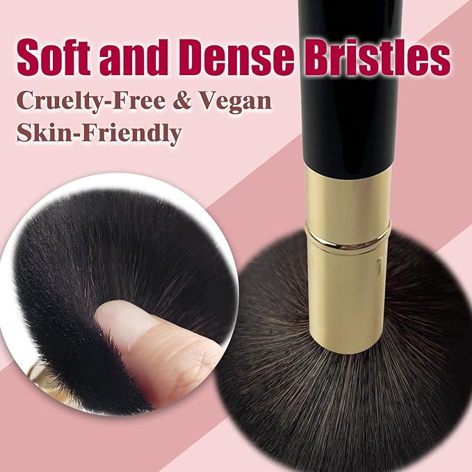 Retractable Makeup Brush, Travel Kabuki Powder Brush, Retractable Blush Brush, for Blush, Bronzer, Buffing, Highlighter Flawless Powder Cosmetics, Travel Friendly-VivaGrace Women