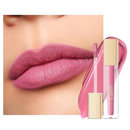 Oulac Matte Liquid Pink Lipstick for Women, Baby Pink Long Lasting High Impact Lip Color, Waterproof, Creamy Formula Lip stick with Vitamin E, Vegan & Cruelty-Free, 4.5ml (M25)-VivaGrace Women