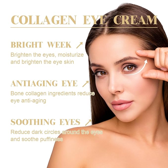 Eye Cream, Collagen Under Eye Cream with Hyaluronic Acid for Dark Circles, Puffy Eyes & Wrinkles, Anti Aging Eye Cream, 1 Fl. Oz-VivaGrace Women