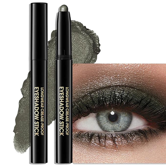 Eyeshadow Stick Waterproof Long Wear Cream Eye Shadow Pencil Single Shimmer Glitter Blendable Smokey Eyeshadow Crayon Cream to Powder Highly Pigmented Color Eyeliner Makeup, 4 GREEN-VivaGrace Women