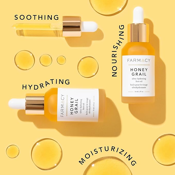 Farmacy Hydrating Face Oil - Honey Grail Nourishing Oil for Skin & Hair - Infused with Sea Buckthorn Oil, Rosehip Oil & Buckwheat Honey to Moisturize & Maintain a Healthy Skin Barrier (30ml)-VivaGrace Women