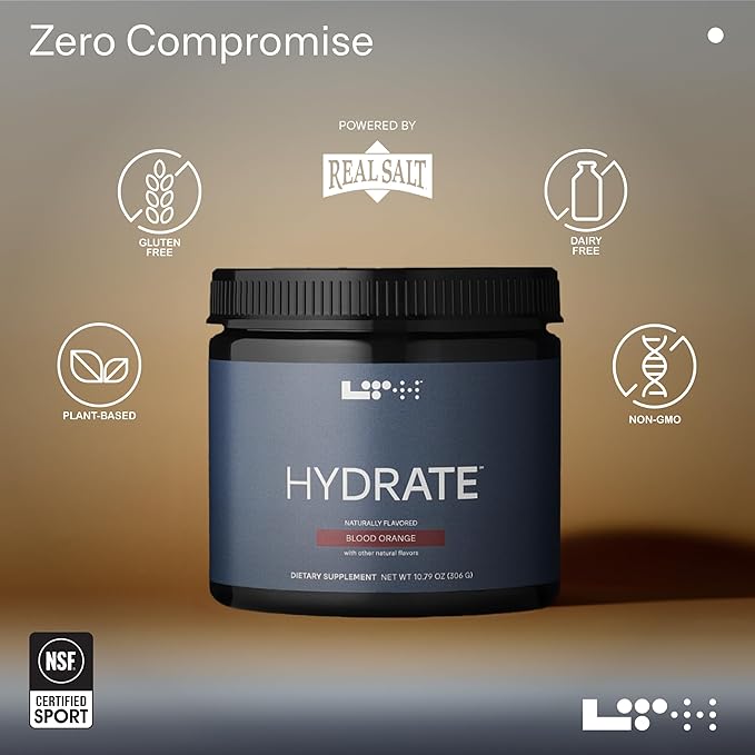 LTH Hydrate Hydration Mix - Trusted by Life Time Fitness Members - NSF Certified for Sport - Premium Electrolyte Powder - Plant-Based, Non-GMO, Gluten Free & Dairy Free - 60 Servings (Blood Orange)-VivaGrace Women