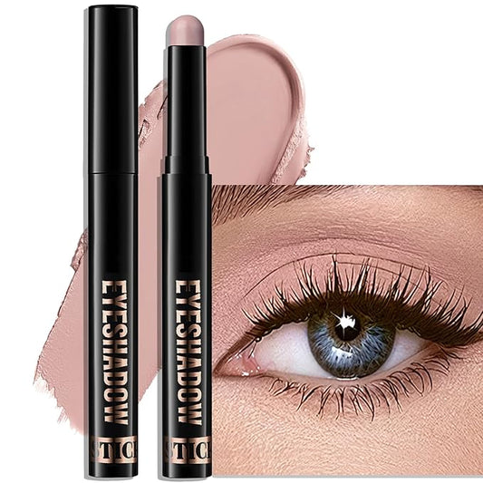 Eyeshadow Stick Rose Nude, Matte Cream Eye Shadow Stick Waterproof Pink Eyeliner Brightener Pencil Crayon Long-Lasting Eye Highlighter Makeup for Older Women Easy to Use High Pigmented-VivaGrace Women