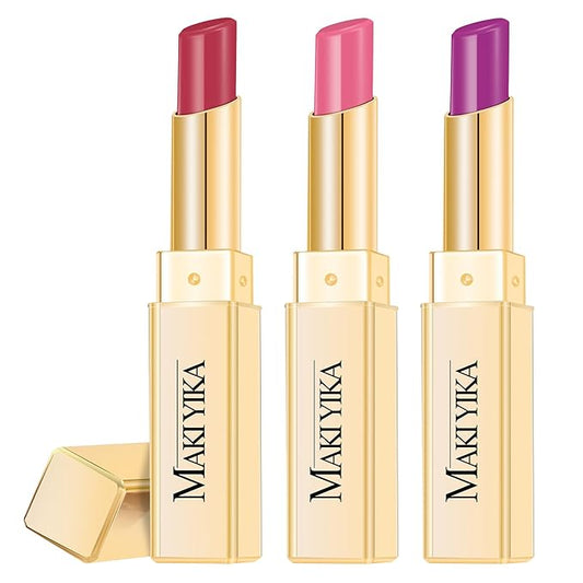 3Pc Moisture Lipsticks for Women Pink Purple Berry Lipstick Hydrate Tinted Lip Balm for Dry Cracked Lips Glossy Lip Color, MA62/65/57-VivaGrace Women