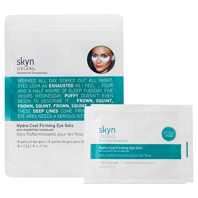 skyn ICELAND Hydro Cool Firming Under Eye Patches, Instant Cooling for Puffy, Tired Eyes with Peptides and Coenzyme Q10, 10 Minute Treatment, Vegan, All Skin Types, 8 Pairs-VivaGrace Women