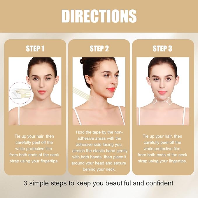 braxan 60 Pcs Neck Tape Lifting Invisible Set: Neck & Face Lift Tape Invisible - for Double Chin Jowls Eyes Sagging Skin, Special Events & Makeup-Friendly Use, Visible Results In Seconds-VivaGrace Women
