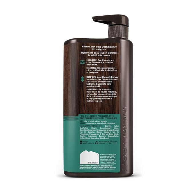 Every Man Jack Men’s Hydrating Body Wash for All Skin Types - Cleanse and Hydrate Skin with Naturally Derived Marine Extracts, Coconut Oil, and a Sea Minerals + Citron Scent - 33.8 fl. oz. - 2 Bottle-VivaGrace Women
