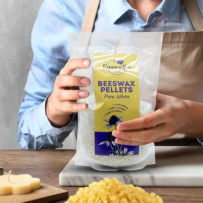 HUNNYBEE Beeswax Pellets 3LB, 100% Pure Bees Wax for DIY Candles, Skin, Body Cream, Face, and Hair Care, Lotions Deodorant, Lip Balm and Soap Making (Pure White, 3 lbs)-VivaGrace Women