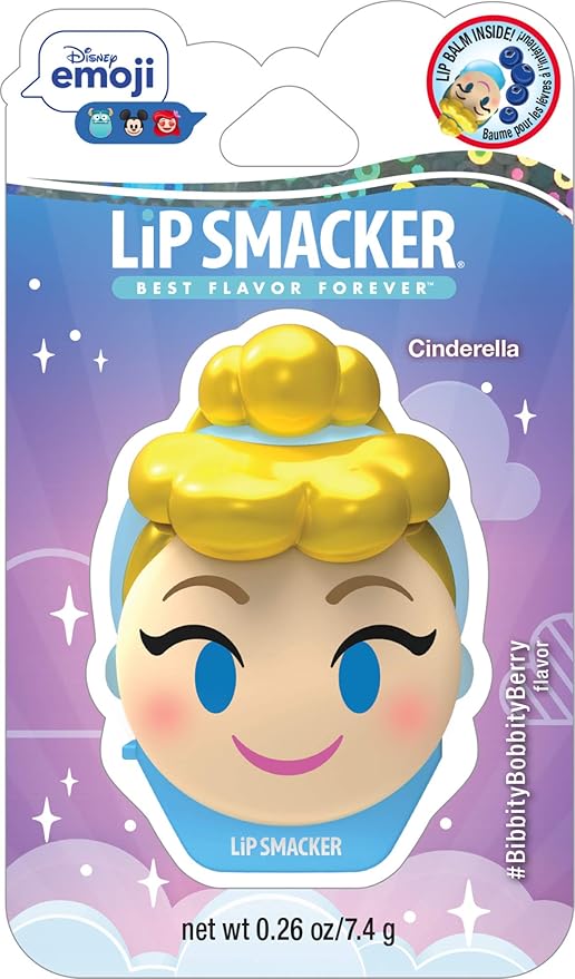 Lip Smacker Disney Cinderella Emoji Lip Balm Flavored, Bibbity Bobbity Berry, Clear, For Kids-VivaGrace Women