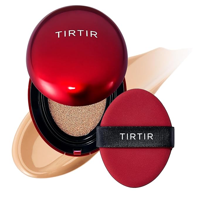 TIRTIR Mask Fit Red Cushion Foundation | Full coverage, Weightless, Skin fit, Satin Glow Finish, Korean Makeup, beauty, Tattoo cover up, Buildable (#27C Cool Beige, 0.63 Fl Oz)-VivaGrace Women