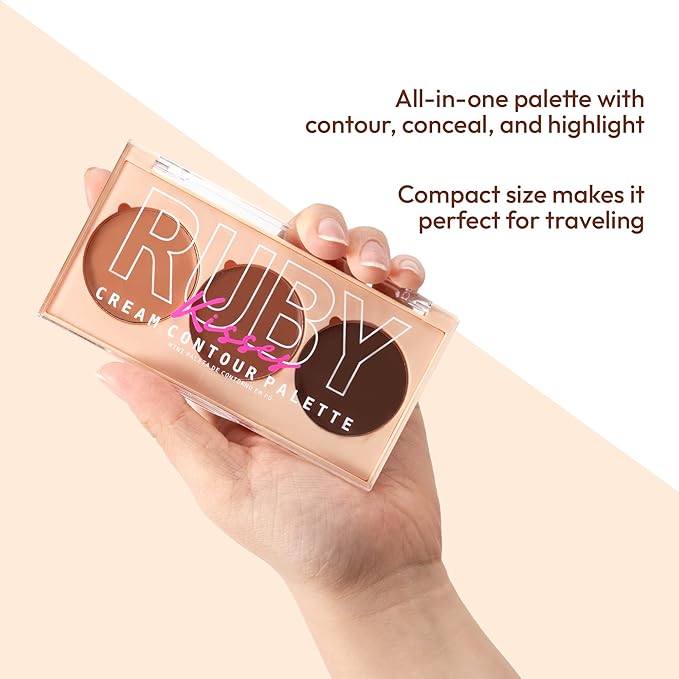 Ruby Kisses Contour Palette 3-in-1 Contour, Conceal, Highlight All-In-One Mini Palette, Long-Lasting, Easy to Blend Cream Contour Palette for Oily and Dry Skin (Tan To Dark)-VivaGrace Women