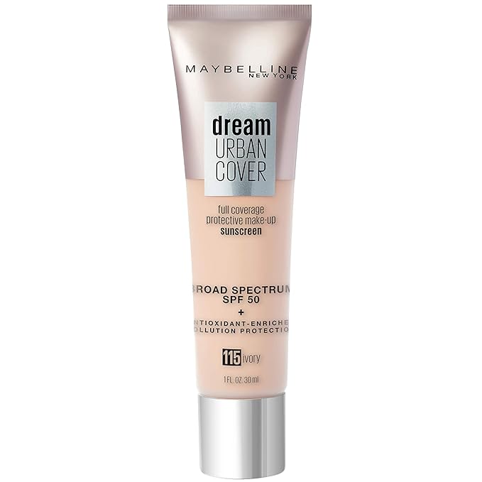 Maybelline Dream Urban Cover Flawless Coverage Foundation Makeup, SPF 50, Ivory-VivaGrace Women