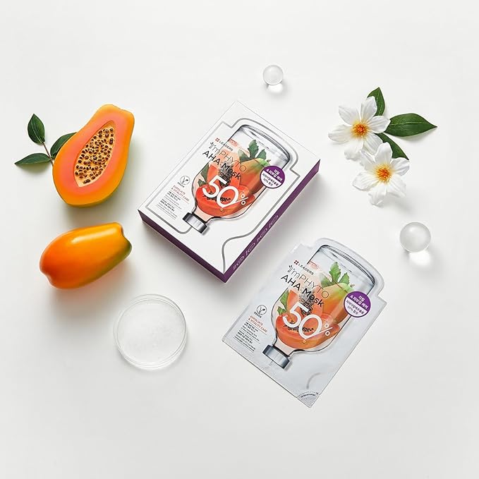 I'MPHYTO Leaders Facial Mask 10 Sheet AHA Vegan Mask | Exfoliating& Vitality Skin Care | Plant-Derived Ingredients | Papaya Fruit Extract | Certified Vegan | Natural Cellulose Sheet-VivaGrace Women