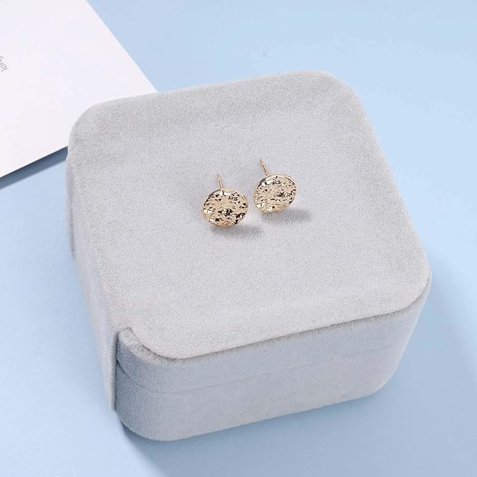 Boho Disc Coin Studs Earrings Gold Hammered Coin Earrings Tiny Circle Earrings Studs Minimalist Geometric Earrings for Women and Girls Gifts-VivaGrace Women