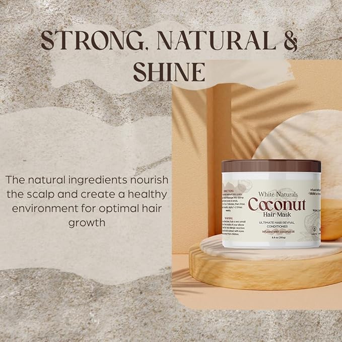 Organic Coconut Hair Mask for Hair Growth and Volume, Moisturizing and Deep Conditioning Mask For Dry Damaged Hair, Hair Tchicking Treatment Cream Mask, Fights Breakages and Split Ends-VivaGrace Women