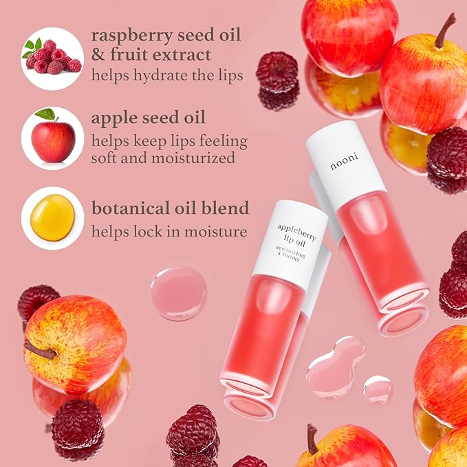 NOONI Best Lip Duo | Applebutter Lip Mask and Appleberry Lip Oil Value Set | with Shea Butter, Apple Seed Oil and Vitamins, Overnight Lip Mask, Hydrating Lip Balm, Korean Lip Butter, Moisturizing-VivaGrace Women