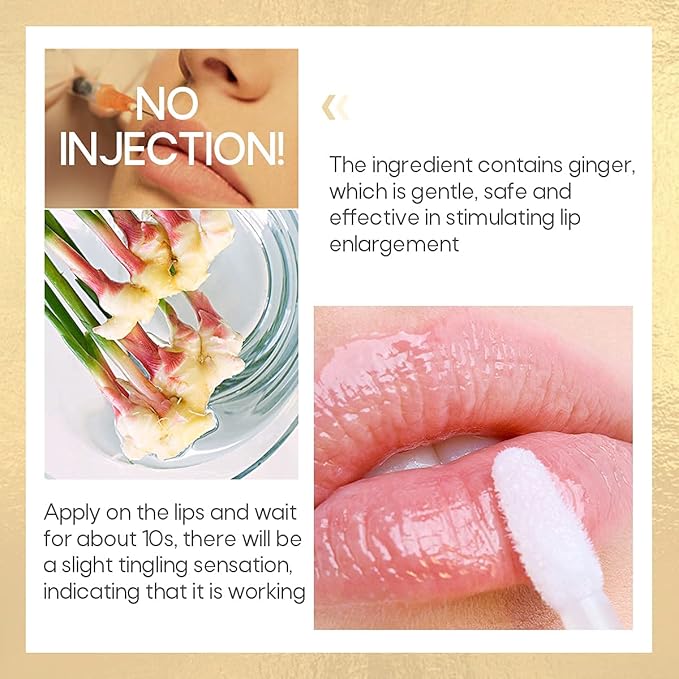 KISSIO Lip Plumper,Day Lip Plumper,Lip Enhancer,Plant Extracts Plumping Lip Serum,Lip Plumping Balm,Moisturizing Clear Lip Gloss for Fuller Lips and Hydrated Beauty Lips 5.5ml (06 Clear)-VivaGrace Women