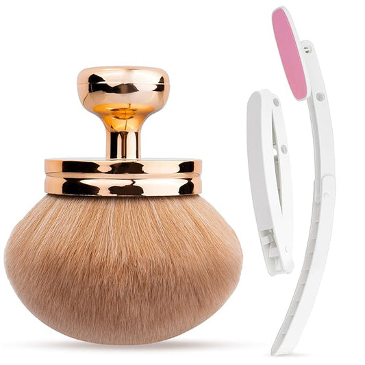 Self Tanner Brushes- Extra Large Body Makeup Brush & Back Lotion Applicator, 2 Pcs, Body, Leg and Face Kabuki Brush, Back Applicator for Self Tan, Sunscreen, Lotion, Makeup, Blend & Blur (Rose Gold)-VivaGrace Women