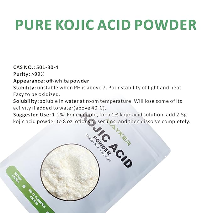 MAYKER Pure Kojic Acid Powder 2.1oz (60gram), Skin Whitening Lightening, Natural and Organic, High Purity 99.9%, Diminishes the Appearance of Dark Spots, Freckles & Scars, for DIY Soaps, Creams-VivaGrace Women