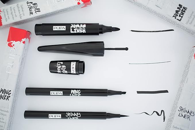 PUPA Milano Vamp! All In One And Skinny Liner Set - Volume Mascara And Ultra-Slim Eyeliner Pen - Naturally Formulated To Lengthen And Strengthen Lashes - Beautiful Gold Handbag - 3 Pc Mascara Kit-VivaGrace Women