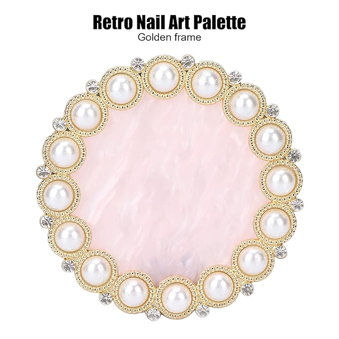 Resin Stone Nail Art Palette, Nail Art Display Board Cosmetic Nail Mixing Palette Drawing Color Mixing Nail Art Painting Gel Palette Tips Display Plate(Golden)-VivaGrace Women