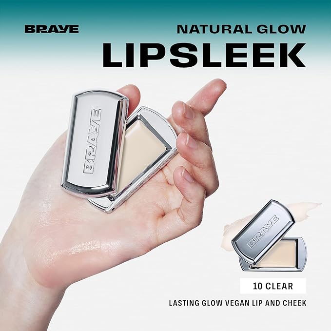 BRAYE Lipsleek Lip Balm, Monochromatic Cream Blush 2-in-1 Face Makeup, Hydrating & Mood Buildable, Vegan + Cruelty-Free Glow for Cheeks l 10 Clear-VivaGrace Women