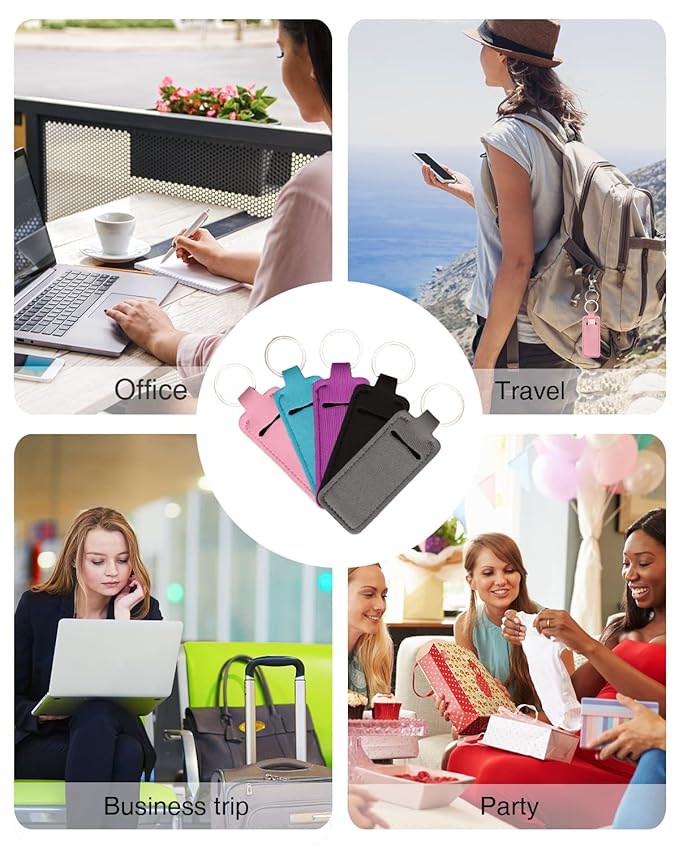 Lip Balm Sleeve Pouch Chapstick Holder With Clip Lipstick Lip Gloss Holder Stocking Stuffers Gift for Women (5pcs)-VivaGrace Women