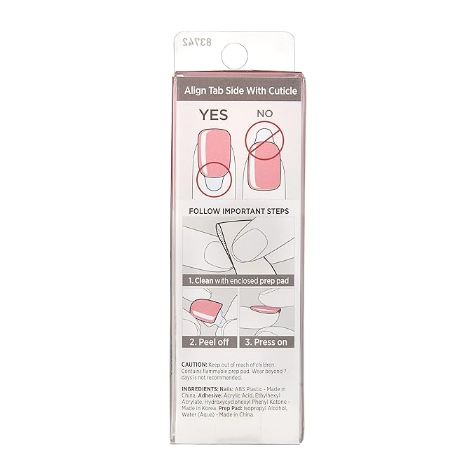 KISS imPRESS No Glue Mani Press On Nails, Color, 'Pretty Pink', Pink, Short Size, Squoval Shape, Includes 30 Nails, Prep Pad, Instructions Sheet, 1 Manicure Stick, 1 Mini File