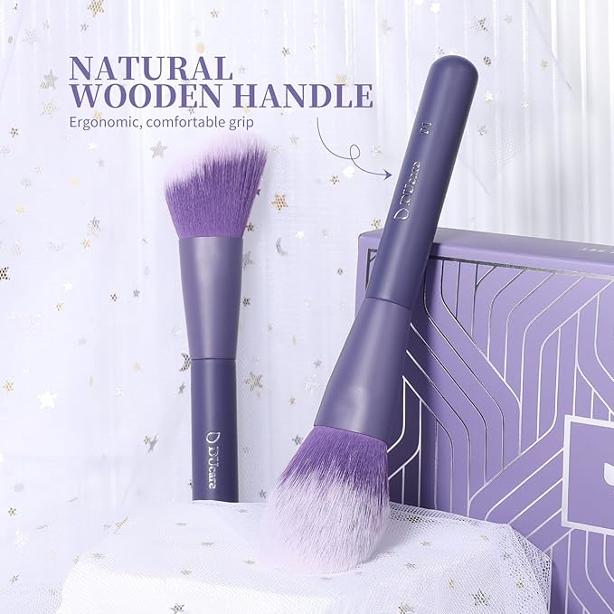 DUcare Makeup Brushes Set Professional 20pcs Vegan Make Up Brushes, Foundation Eyeshadow Concealer Contour Powder Blush Blending Eyeliner Brush with Silicone Face Mask Brush Purple-VivaGrace Women