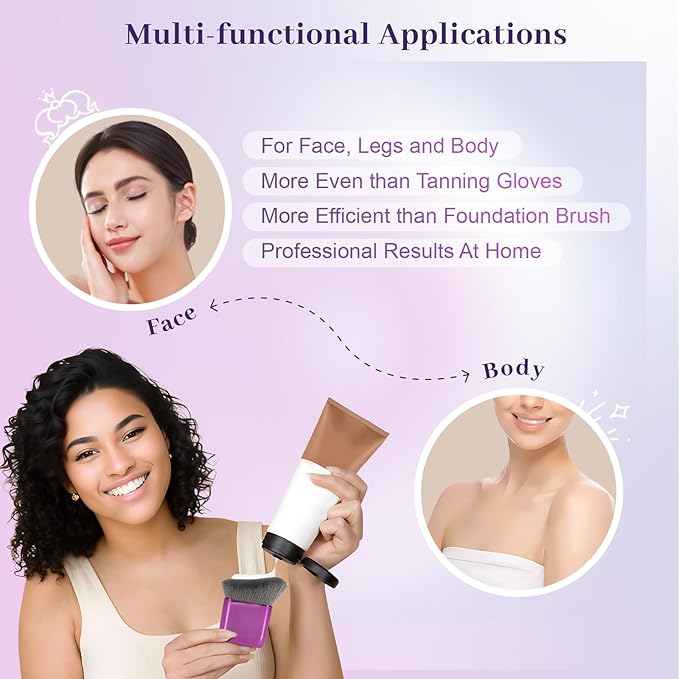 Yoseng Self Tanner Brush for Body & Face - Kabuki Makeup Brush for Self-Tanner,Tanning Mousse,Foundation & Bronzer | Streak-Free Application,Professional Tanning & Body Makeup Tool (Small)-VivaGrace Women