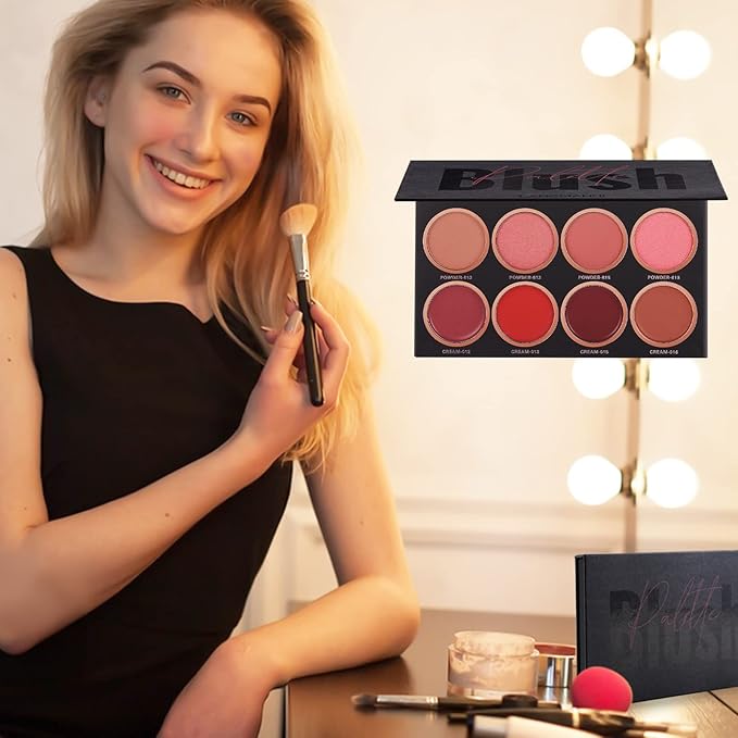 8 Colors Blush Palette,Vegan, Cruelty Free & Hypoallergenic,Women Facial Makeup Plate,Skin Tone Enhancing-Meiyugo-VivaGrace Women
