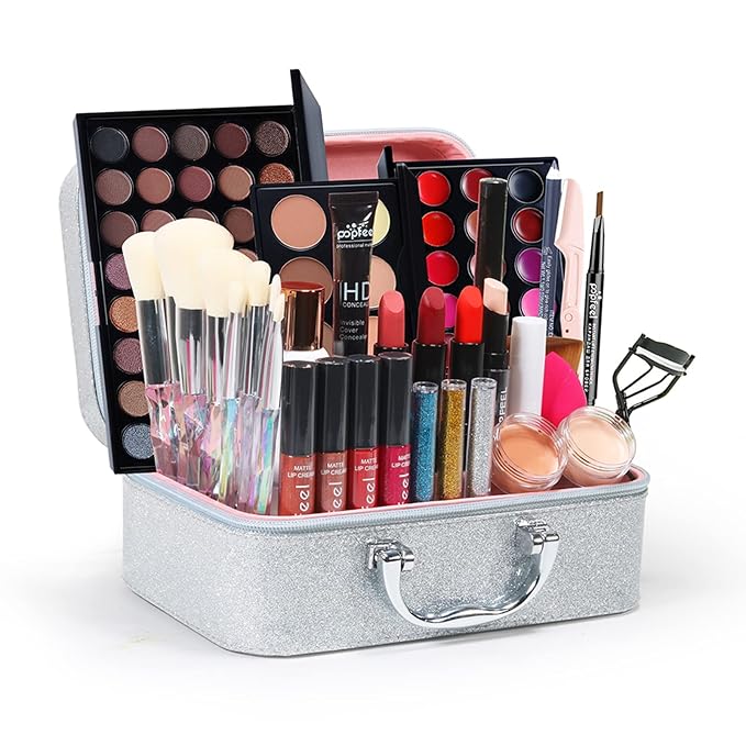 All-in-One Makeup Gift Set Carry All Makeup Kit Women Full Kit With Makeup Bag Lipgloss Lipstick Concealer Blush Foundation Face Powder Eyeshadow Palette Cosmetic Palette #6-VivaGrace Women