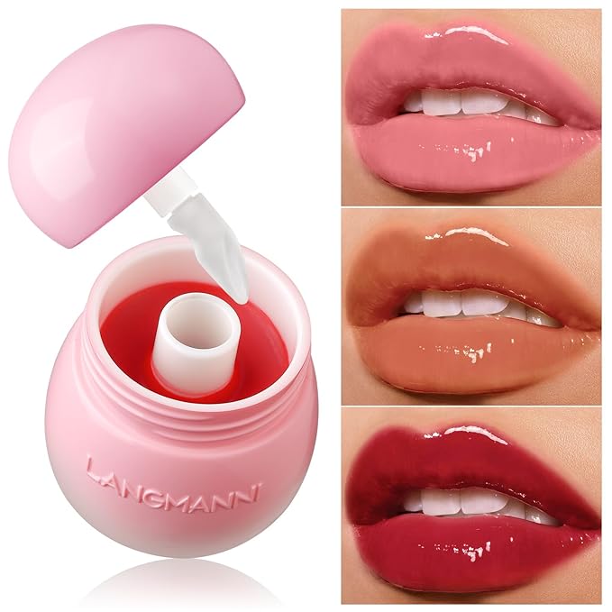 Glow Lip Balm Plumping Moisturizing Lip Balm Glossy Lip Gloss, Day & Night Lip Repair Hydrating Lip Mask Lip Oil Nourishing Lip Care Not Sticky Vegan Tinted Lip Balm Jelly Lipstick(2# WATERMELON RED)-VivaGrace Women
