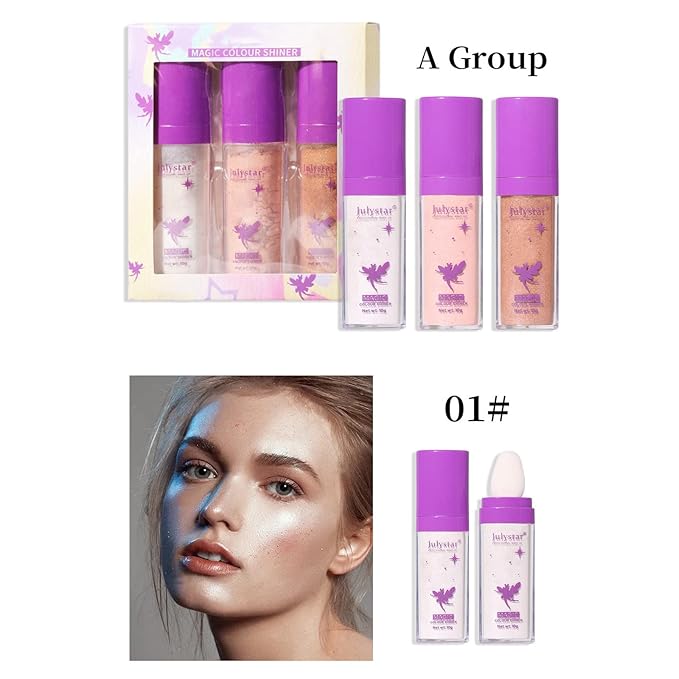Highlighter Makeup Stick - Patting Powder, Body Glitter Fairy Dust Glitter Fairy Makeup Powder Stick Patting Powder Glitter Contour Blush Powder Face Brightens for Face Body Hair Makeup Kit - 3 Colors-VivaGrace Women