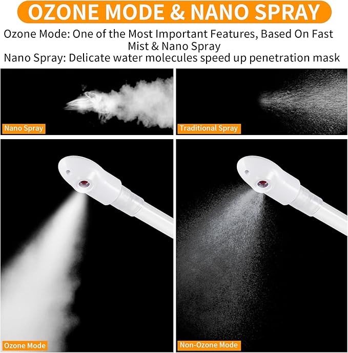 Ozone Facial Steamer, Portable Nano Ionic Face Steamer with LCD Screen, Extendable 360° Rotating Arm, Rotatable Nozzle, Hot Mist Function for Personal Care at Home or Salon-VivaGrace Women