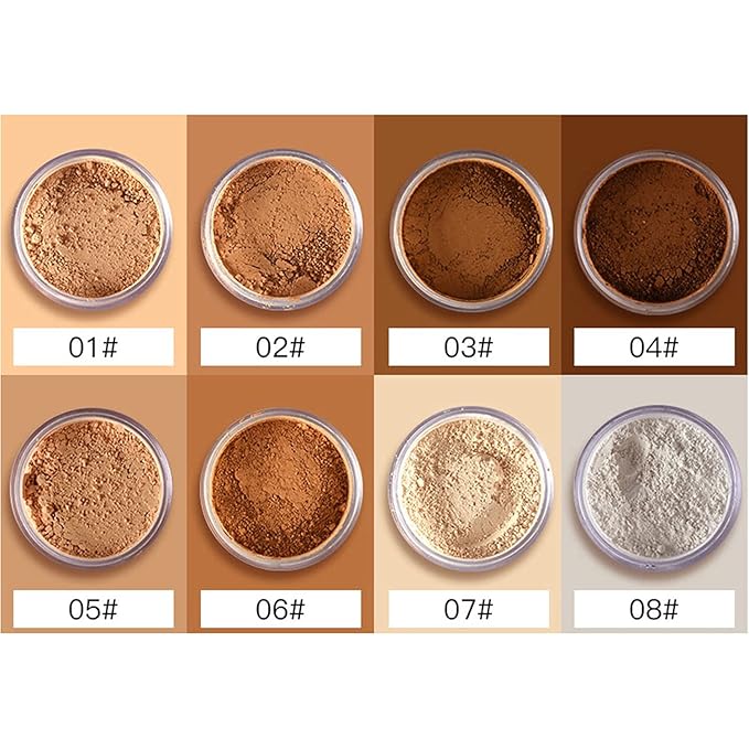 MAEPEOR Matte Setting Loose Powder 8 Colors Smooth and Lightweight Face Powder for Brightening and Setting Makeup with Face Puff (07 Flesh)-VivaGrace Women