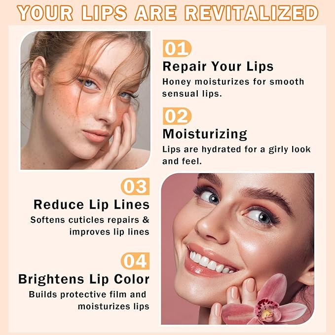 3PCS Bee Lip Balm Honey Pot Honey Watermelon Green Apple Lip Balm Lip Sleeping Mask Moisturizing Hydrating Bee Lip Balm Lip Care Products for All Skin Types (Honey Watermelon Green Apple)-VivaGrace Women