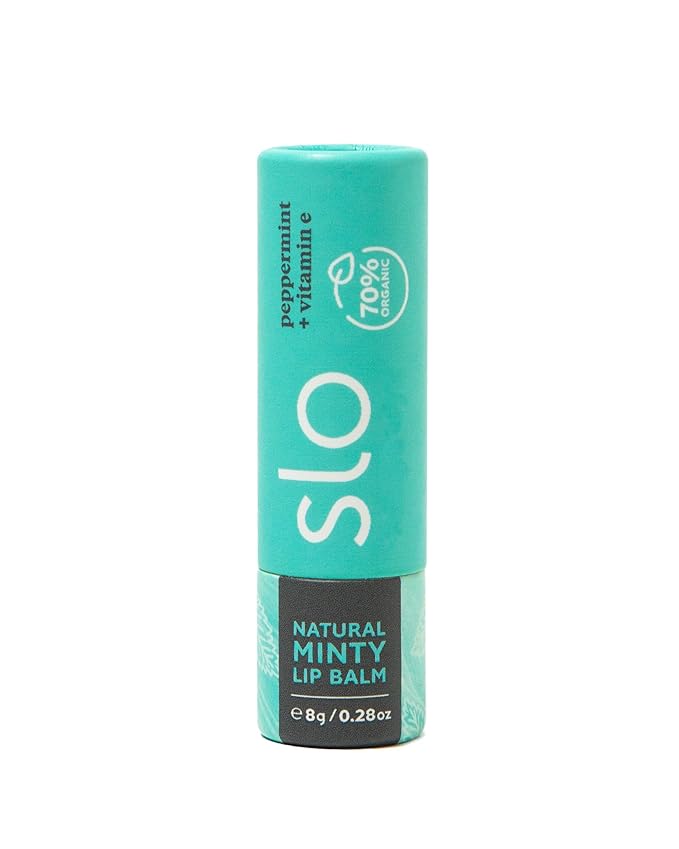 Slo | Natural Lip Balm - All Natural Ingredients, Vegan & Cruelty Free, Hydrating & Soothing, Plastic Free, Paper Packaging | Peppermint + Vitamin E, 0.28oz-VivaGrace Women