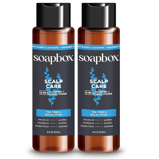 Soapbox Men's Scalp Care 2 in 1 Shampoo and Conditioner For Men, Natural Mens Shampoo and Conditioner, Tea Tree & Eucalyptus, 16oz-VivaGrace Women