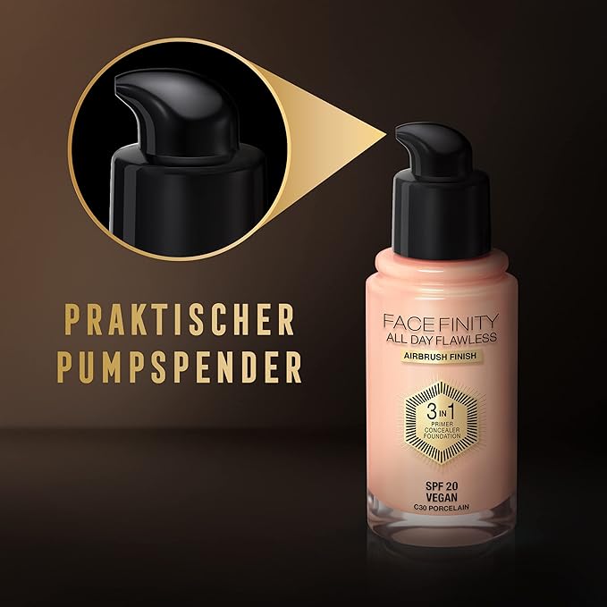 Max Factor Facefinity All Day Flawless 3 In 1 Foundation SPF 20, No. 30 Porcelain-VivaGrace Women