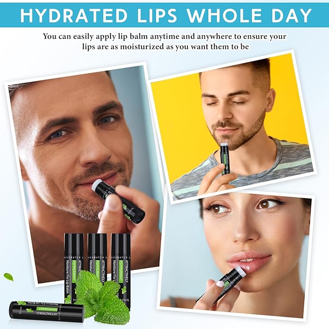 4 Pcs Lip Balm with Gift Box for Men Raffia Grass Organic Natural Beeswax Lip Balm for Father's Day Gifts Women Adults Teens Dry Chapped Lips Care Product-VivaGrace Women