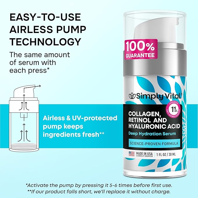 SimplyVital Moisturizer for Neck & Décolleté – With Collagen, Retinol, Peptides & Hyaluronic Acid – Anti-Aging Hydration – Made in USA – 1 fl.oz-VivaGrace Women