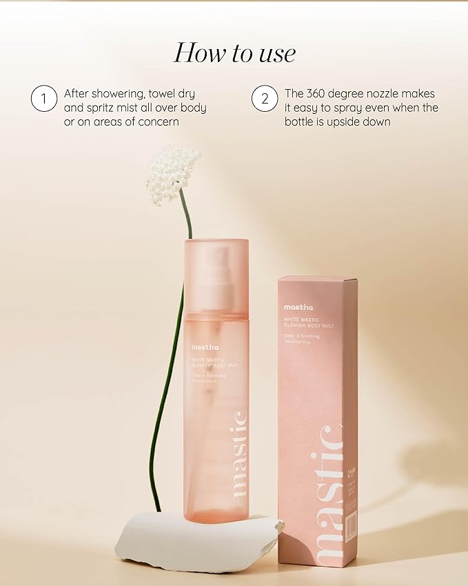 MASTINA White Mastic Body Mist (5.1fl oz) Soothes & Cools Body Spray Fermented Mastic Gum, Brightening & Hydrating Body Spray,Lightweight Moisture & Glow-VivaGrace Women