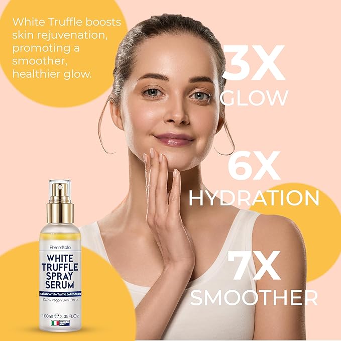 Italian White Truffle Spray Serum - Vegan Skin Care - Face Mist Hydrating Spray with Avocado & White Truffles - Face Serum for Radiant Skin - 3.38 Fl Oz-VivaGrace Women
